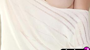 Sweet natural teen Skye Blue poses totally naked revealing amazing big tits and petite body