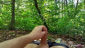 I take this young student from tinder on first date in woods for hardcore pov fuck and facial