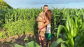 Oh man, I hard roughly fucked this hot cute multiorgasmic babe in public on a corn field, she moaned so loud!