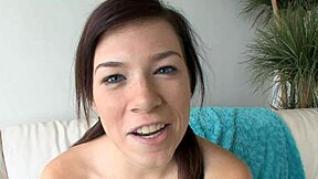 The petite babe bends over for deepthroat face fucking then takes doggystyle pounding from horny stud.