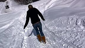 on our ski vacation i strip down and pee right in the snow