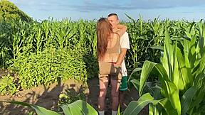 Oh man, I hard roughly fucked this hot cute multiorgasmic babe in public on a corn field, she moaned so loud!