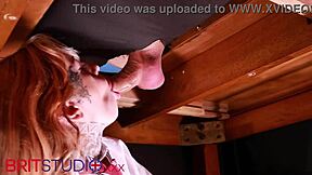 The hot alt college student knelt at the gloryhole in her goth uniform. She sucked and swallowed huge loads of cum covering her face and tits.