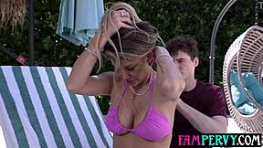 big tits sunbathing milf stepmom asks stepson to oil her