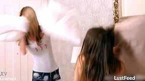 Teen Lesbians Use a Strapon & Make a Homemade Sex Tape with Curvy Brunette Girlfriend