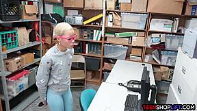 black teen 18+ thief shows camel toe while getting caught by security