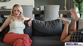 My busty stepmommy stared at my panties and I made my move to lick her big tits