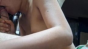 So this innocent young Colombian babe learns to suck daddy's big cock deepthroat style and he cums on her tattooed face.