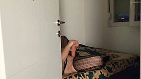 I caught curvy teen playing with huge monster dildo leading to intense solo masturbation with moaning orgasms and wet tight pussy