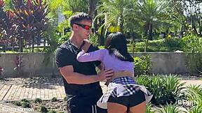 No mercy rough domination for cute Latina teen slut Effy with deepthroat face fucking rimjob and creampie