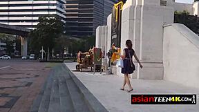 Horny sex tourist picks up petite Asian teen for outdoor blowjob and close up fucking in full movie storyline.