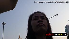 Horny sex tourist picks up petite Asian teen for outdoor blowjob and close up fucking in full movie storyline.