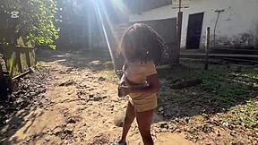 deusa de �bano shares her beautiful latina teen body in public at the waterfall