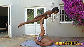 this african acro student rides my big white cock stretching her virgin ebony pussy wide