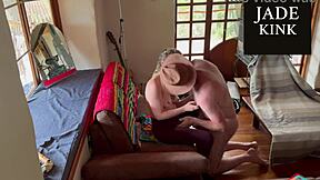 Blonde wife with small tits gets rough pussy fucking on sofa in cowgirl and missionary with dirty talk and creampie finish.