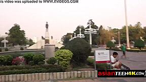 Horny sex tourist picks up petite Asian teen for outdoor blowjob and close up fucking in full movie storyline.