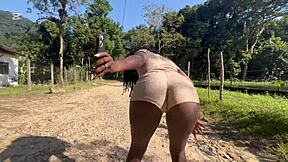 deusa de �bano shares her beautiful latina teen body in public at the waterfall