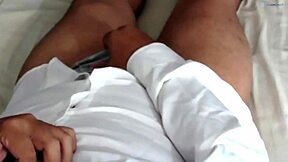 Watching My Friend in Bath Gave Me Intense Arousal Leading to Jerking My Small Cock with Fimose