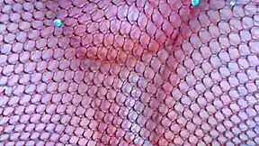 Puffy pink pussy in fishnets takes BBC hardcore for wet shaved creampie orgasm