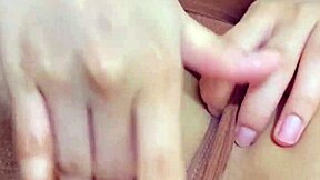 Stepdaughter masturbates with monster toy in shorts