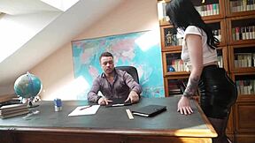 Ukrainian Teen Secretary in Stockings Takes First Time Anal from Boss with Gaping Asshole