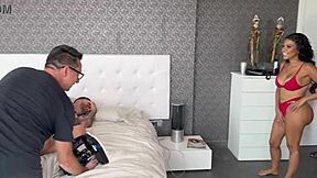 Behind the scenes, director Julio Rocco films a wild interracial foursome. Kesha Ortega, Nuria Millan, Josy Black, and Raul Bud kiss in lingerie before big cock action.