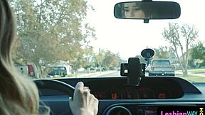 Tiny lesbo SPREADS her legs for milf beauty with big tits and tattoo in foreplay