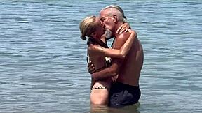 want to see passionate kisses, blowjob, and cumshot on beach with little spanish milf?