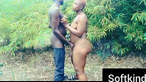 My stepsister led me to the bush for intense riding on my long cock