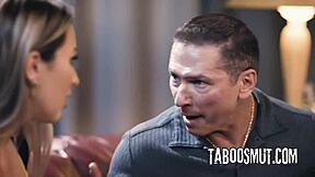 Stepdaughter Paige Owens Blows Stepdad in Deepthroat Before Riding Cowgirl and Doggystyle Missionary Sex