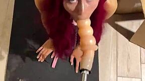 Teen 18+ Cat Girl Sucks Huge Dildo on Sex Machine in Deep Throat Hardcore Fetish Blowjob