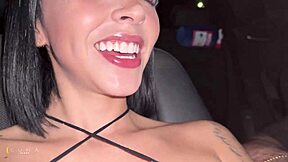 Come on, young Colombian Luna Vitaler, let's fuck in this car on public roads with Duvan Saray