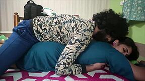 desi couple shares sweet romance with passionate kisses and embraces in their bedroom