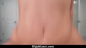 Hot hijab step mom explores self pleasure techniques shyly with orgasm hints