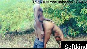 My stepsister led me to the bush for intense riding on my long cock