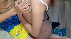 i gave my boyfriend a first-time titjob with my big natural tits and he came on them