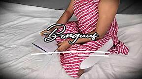 Step daughter experiences her first time fucking with step father in homemade video with curvy brunette bent over in doggystyle and wet hairy pussy creampie