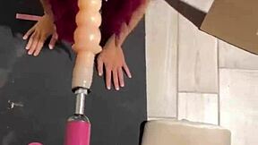 Teen 18+ Cat Girl Sucks Huge Dildo on Sex Machine in Deep Throat Hardcore Fetish Blowjob