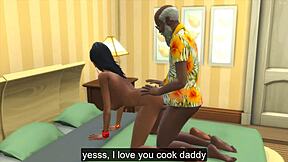 Indian step daughter finds naked father in law sad in room and sucks his cock