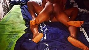 Ebony babe with big tits gets fucked hard by huge cock in cowgirl and doggystyle. She rides wet pussy to orgasm.