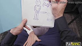 Naughty student Kama Oxi bends over for blowjob and cowgirl riding. She takes cumshot in European hardcore scene.