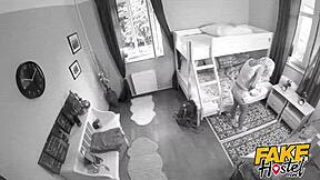 Fake hostel blonde teen with big natural tits and red nipples gets rough doggystyle rimjob.