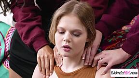 Interracial lesbian threesome contrasts teen stepdaughter fingering and licking taboo stepmoms.