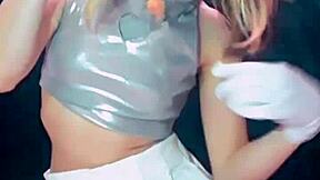 Bonneyuwu drinks her own pee from frasco in cute homemade blonde pantyhose fun