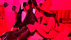 Halloween lesbian babe banging with Brazilian cute teen in costumes