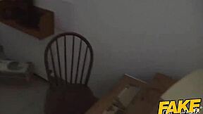 Fake hostel blonde teen with big natural tits and red nipples gets rough doggystyle rimjob.