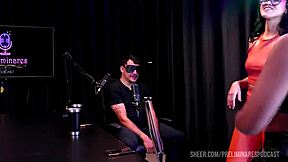 we're sharing hot moments with bia in sheer red lingerie for bdsm handjob fun