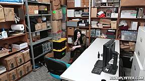 Hot thief pays with pussy and gets railed bent over in office doggystyle