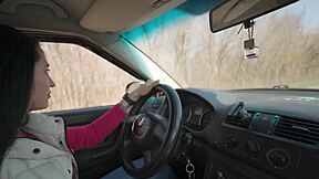 Public Blowjob Turns Intense During Car Trip With Cum In Mouth And Facial For Slutty Teen