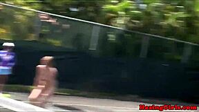 Hazing Babes Suggestively Lick Pussy On Outdoor Tennis Court In Sorority Ritual